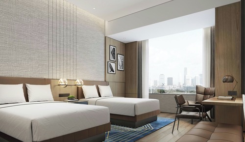 Habitación estándar, 2 camas dobles, vistas a la ciudad