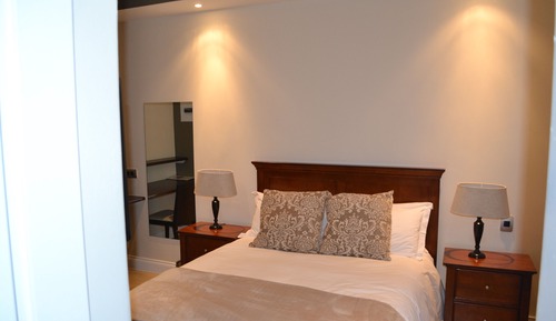 Apartamento ejecutivo, 1 habitación, cocina básica, vistas al jardín