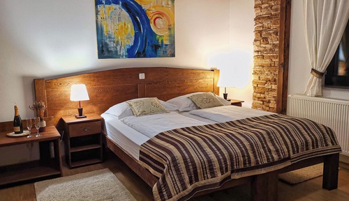 Habitación familiar, 1 cama de matrimonio grande con sofá cama, vistas al jardín