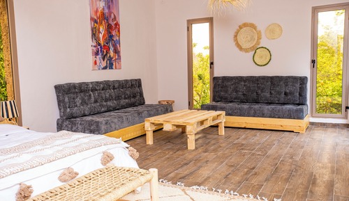 Habitación familiar doble, balcón, vistas al jardín