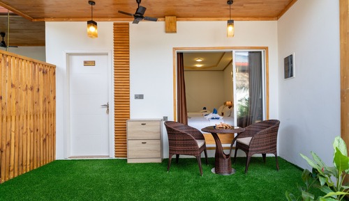 Habitación cuádruple familiar, patio, vistas al jardín