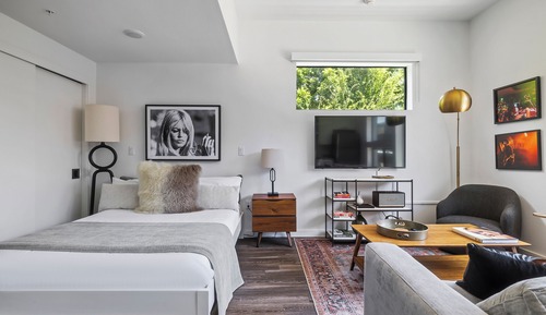 Estudio, 1 cama de matrimonio con sofá cama, vistas a la ciudad