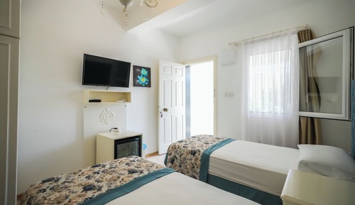 Habitación con 2 camas individuales, vistas al jardín