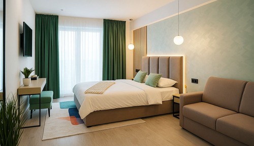 Habitación doble, 1 cama de matrimonio con sofá cama, balcón, vistas al lago