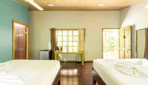 Bungalow, balcón, vistas al jardín