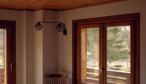 Habitación panorámica doble, baño compartido, vistas a la montaña (Chambre Verte)