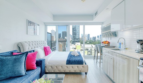 Suite estudio Premium, 1 cama de matrimonio con sofá cama, balcón, vistas a la ciudad