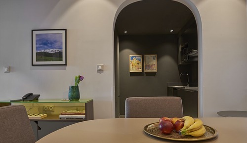 Apartamento Deluxe, 1 cama de matrimonio con sofá cama, cocina, vistas a la ciudad