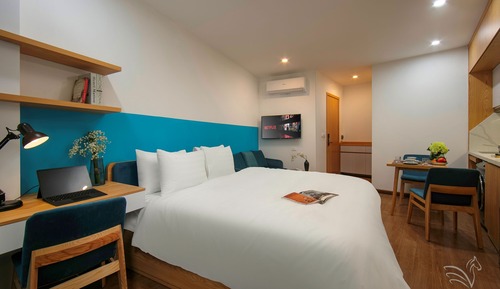 Estudio Deluxe, 1 cama de matrimonio grande, balcón