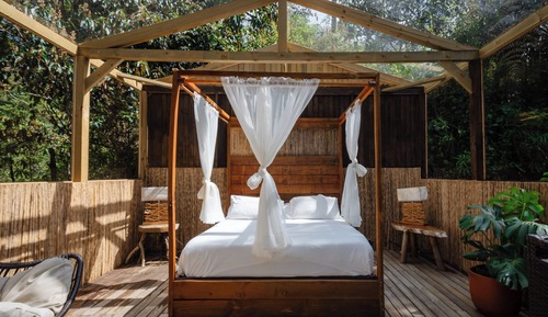 Cabaña Deluxe, 1 cama de matrimonio, bañera, vistas a la montaña