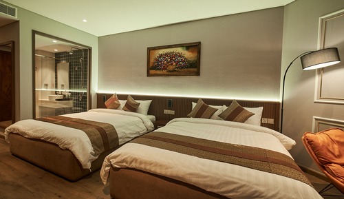 Habitación cuádruple, 2 camas de matrimonio, vistas a la playa