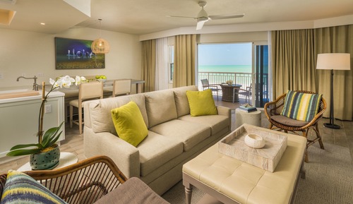 Habitación Deluxe, 1 cama de matrimonio grande con sofá cama, vistas a la playa (Grand King)
