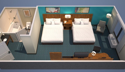 Habitación, 2 camas dobles (Mobility/Hearing Accessible, Tub)