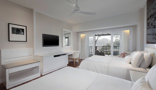 Habitación, 2 camas individuales, vistas parciales al mar