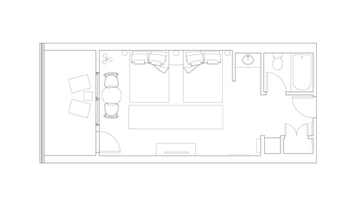 Habitación, 2 camas de matrimonio, balcón