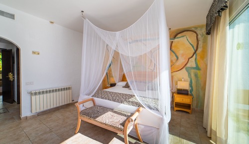 Habitación romántica doble, terraza, vistas al mar