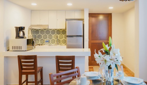 Suite junior, cocina básica, vistas al jardín