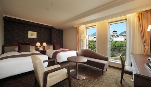 Habitación superior con 2 camas individuales, no fumadores, en esquina (Kumamoto Castle View,)
