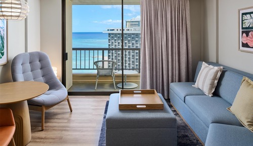 Suite junior, 1 cama de matrimonio grande con sofá cama, vistas al mar