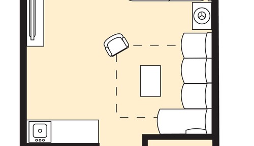 Suite estudio, 1 cama de matrimonio grande con sofá cama, cocina básica