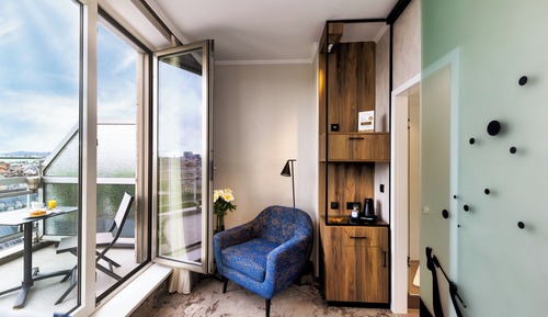 Habitación individual panorámica, patio, vistas a la ciudad