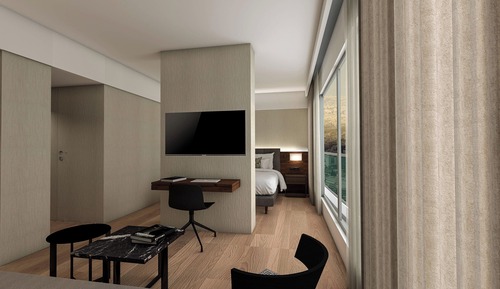 Suite junior, 1 cama de matrimonio grande con sofá cama, vistas a la ciudad