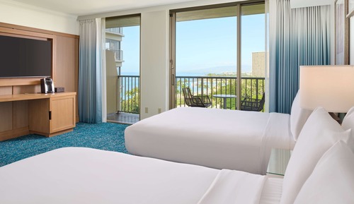 Habitación, 2 camas de matrimonio, frente al mar