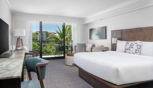 Habitación, 1 cama de matrimonio grande con sofá cama, balcón, vistas al jardín