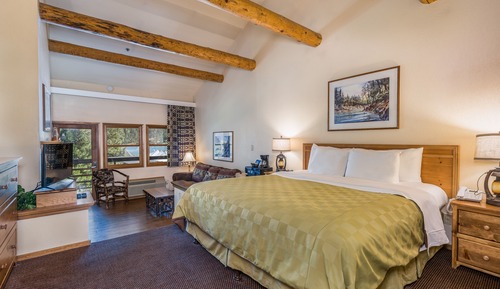 Suite estándar, 1 cama de matrimonio grande con sofá cama, chimenea, vistas a la piscina