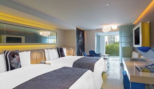Habitación, 2 camas de matrimonio, vistas a la ciudad