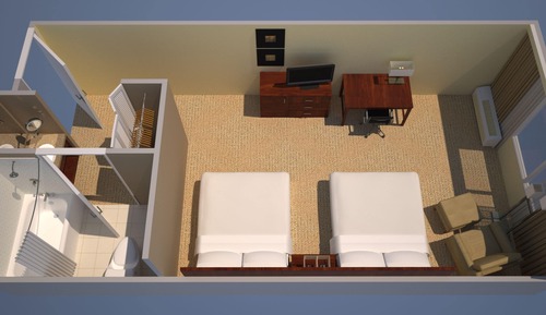 Habitación, 2 camas de matrimonio, no fumadores