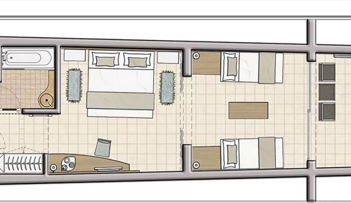 Habitación cuádruple superior, baño privado, vistas al mar