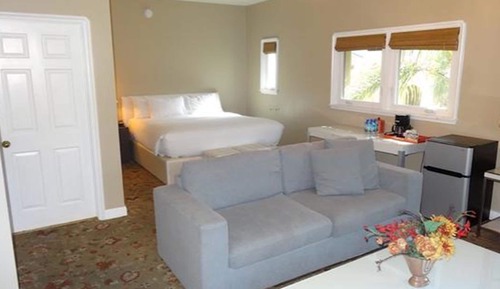 Suite, 1 cama de matrimonio grande con sofá cama, en la zona del patio