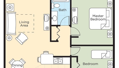 Apartamento, 2 habitaciones, cocina