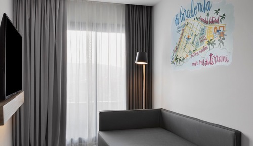 Habitación, 1 cama de matrimonio con sofá cama, no fumadores, balcón