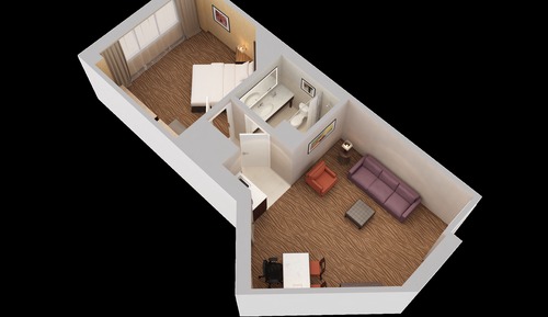 Suite, 1 cama de matrimonio grande con sofá cama, en esquina
