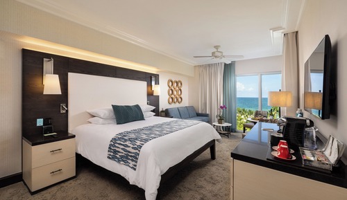 Habitación superior, 1 cama de matrimonio grande con sofá cama, vistas al mar