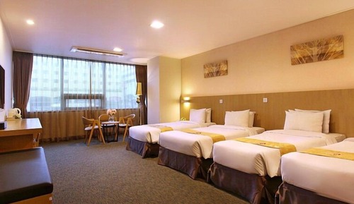 [Jeju Beer PKG] Quadruple Room + 1 can of beer + 2 Gamgyul Chips + Late Check out 1 hour