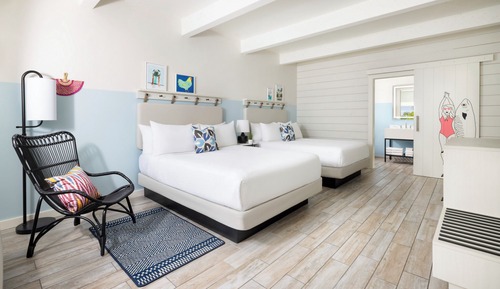 Habitación, 2 camas de matrimonio, vistas al mar