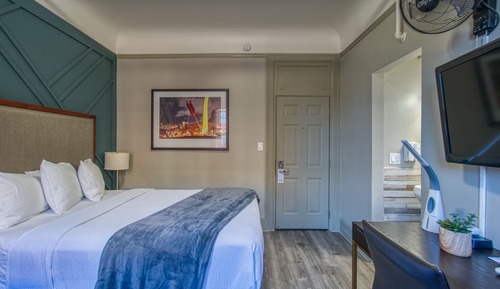 1 Queen Bed with Sofa Bed, Shared Bathroom