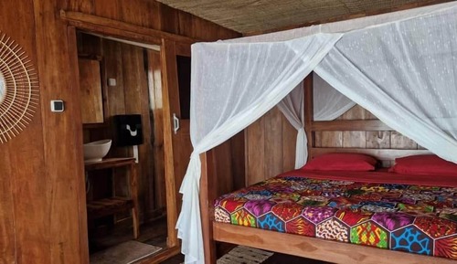 Cabaña superior, 1 cama de matrimonio, terraza, vistas al mar
