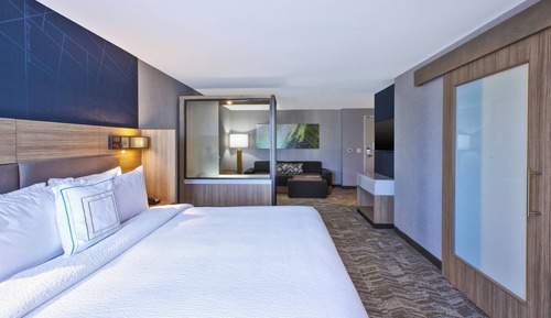 Suite, 1 cama de matrimonio grande con sofá cama (Mobility/Hearing Access, Roll-In Shwr)
