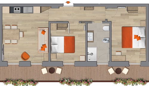Apartamento estándar, 2 habitaciones