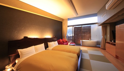 Habitación tradicional con 2 camas individuales (Japanese,OpenAirBath,TopFloor,2Futons)