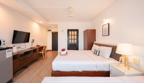 Habitación familiar, frigorífico y microondas, vistas a la ciudad