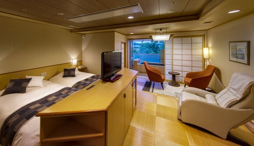 Habitación Deluxe con 2 camas individuales, no fumadores (Yuraku Open Air Bath, Mt. Fuji View)