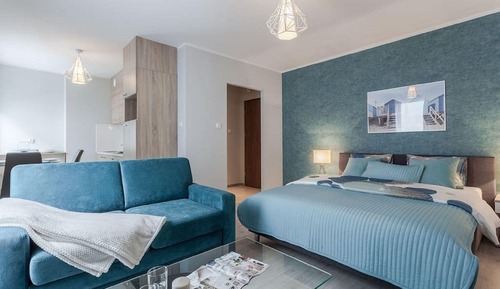 Suite estudio superior, 1 cama doble con sofá cama, cocina básica