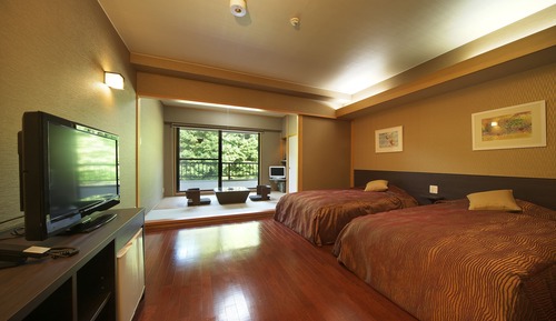 Habitación con 2 camas individuales (Modern twin room with tatami area)