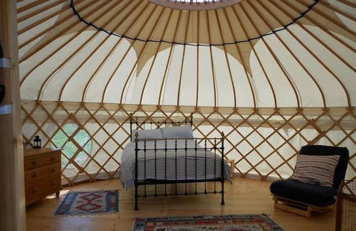 Lanteglos Cabina | Stunning Yurt 'Pencarrow' with hot tub close to hidden coves