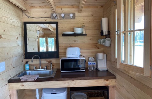 Denali Cabina | Newly built "tiny home" cabin on private lake with mountain views. Pet Friendly!